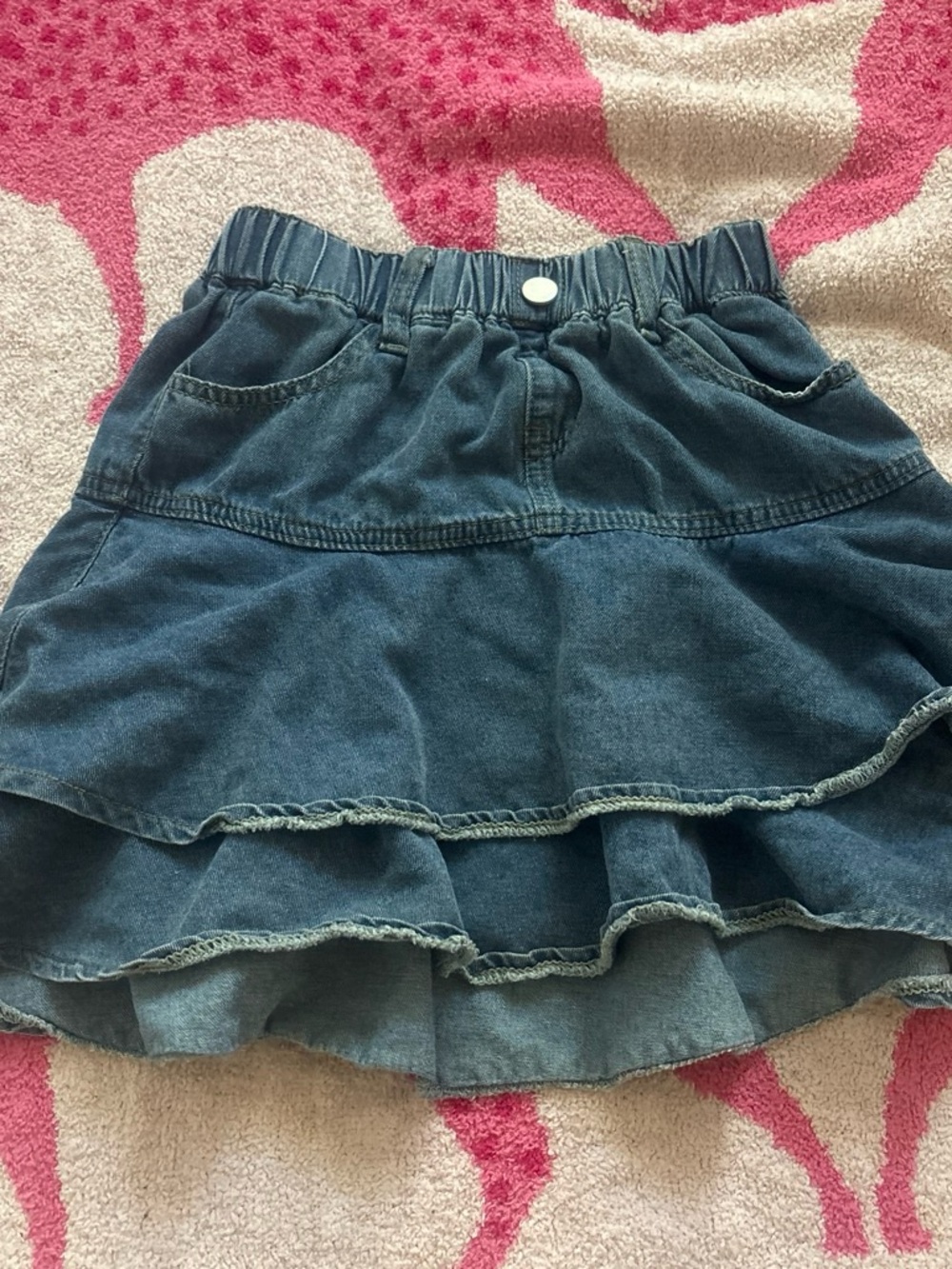 Girls Blue Denim Ruffle Skirt - Unbranded